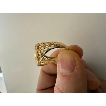 ANELLO Uomo ORO 18 Karati 750 GIALLO BIANCO Bicolore Con ROSA DEI VENTI Quadrato