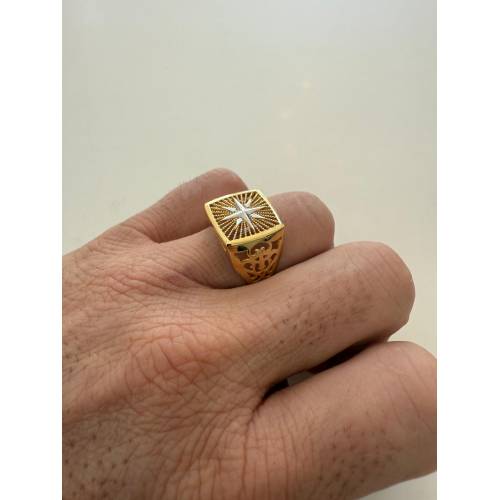 ANELLO Uomo ORO 18 Karati 750 GIALLO...