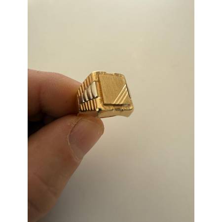 ANELLO Uomo ORO 18 Karati 750% GIALLO BIANCO Bicolore Quadrato Lucido E Satinato