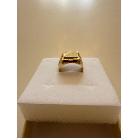 ANELLO Uomo ORO 18 Karati 750% GIALLO BIANCO Bicolore Quadrato Lucido E Satinato