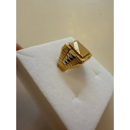 ANELLO Uomo ORO 18 Karati 750% GIALLO BIANCO Bicolore Quadrato Lucido E Satinato
