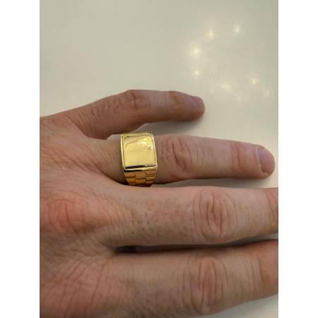 ANELLO UOMO ORO GIALLO 18 KARATI 750% Con CENTRALE QUADRATO LUCIDO Liscio Piatto