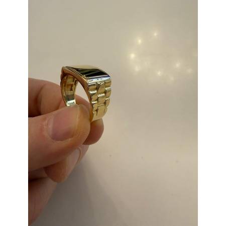 ANELLO UOMO ORO GIALLO 18 KARATI 750% Con CENTRALE QUADRATO LUCIDO Liscio Piatto