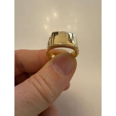 ANELLO UOMO ORO GIALLO 18 KARATI 750% Con CENTRALE QUADRATO LUCIDO Liscio Piatto