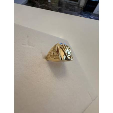 ANELLO Da UOMO ORO GIALLO 18 KARATI 750% Modello Quadrato Con CORONA LOGO ROLEX