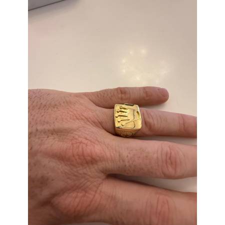 ANELLO Da UOMO ORO GIALLO 18 KARATI 750% Modello Quadrato Con CORONA LOGO ROLEX