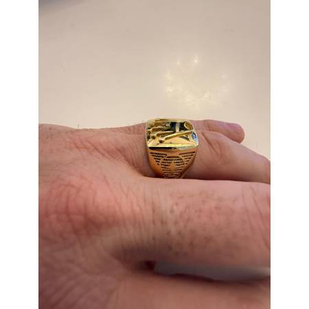 ANELLO Da UOMO ORO GIALLO 18 KARATI 750% Modello Quadrato Con CORONA LOGO ROLEX