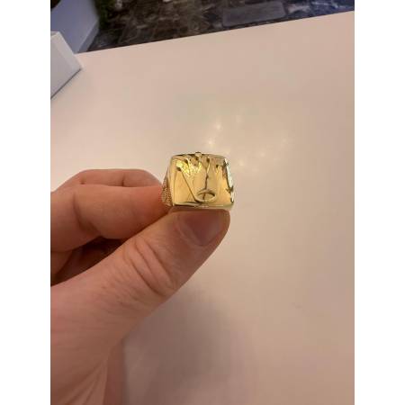 ANELLO Da UOMO ORO GIALLO 18 KARATI 750% Modello Quadrato Con CORONA LOGO ROLEX