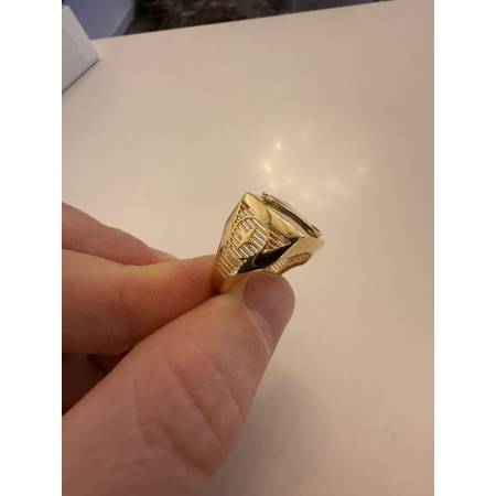 ANELLO Da UOMO ORO GIALLO 18 KARATI 750% Modello Quadrato Con CORONA LOGO ROLEX