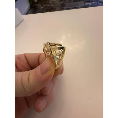 ANELLO Da UOMO ORO GIALLO 18 KARATI 750% Modello Quadrato Con CORONA LOGO ROLEX