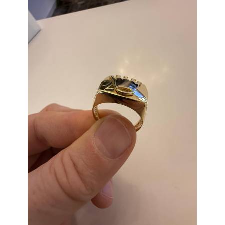ANELLO Da UOMO ORO GIALLO 18 KARATI 750% Modello Quadrato Con CORONA LOGO ROLEX