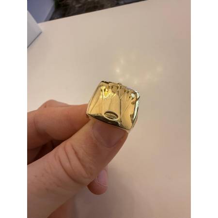 ANELLO Da UOMO ORO GIALLO 18 KARATI 750% Modello Quadrato Con CORONA LOGO ROLEX