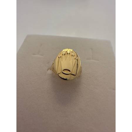 ANELLO Ovale Da Uomo In ORO GIALLO 18 KARATI 750% Con LOGO CORONA ROLEX Lucido