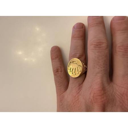 ANELLO Ovale Da Uomo In ORO GIALLO 18 KARATI 750% Con LOGO CORONA ROLEX Lucido
