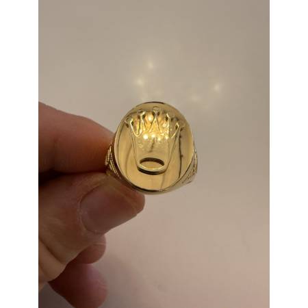 ANELLO Ovale Da Uomo In ORO GIALLO 18 KARATI 750% Con LOGO CORONA ROLEX Lucido