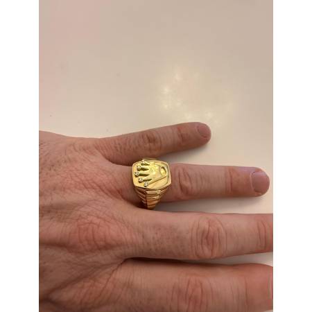 ANELLO Da Uomo ORO GIALLO 18 KARATI 750% Con LOGO CORONA ROLEX E Zirconi Bianchi