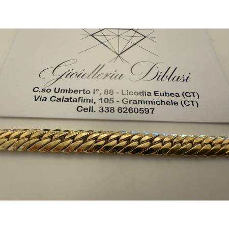 BRACCIALE ORO GIALLO 18 Karati 750% Donna Maglia Catena SERPENTINA Piatta Lucida