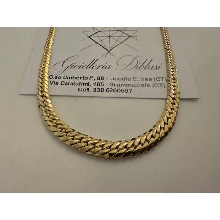 COLLANA ORO GIALLO 18 Karati 750% COLLIER Maglia Catena A SERPENTINA Girocollo