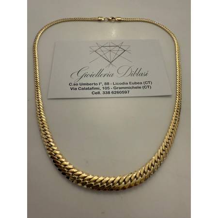 COLLANA ORO GIALLO 18 Karati 750% COLLIER Maglia Catena A SERPENTINA Girocollo