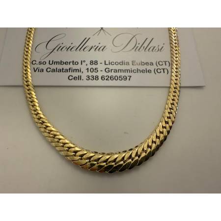 COLLANA ORO GIALLO 18 Karati 750% COLLIER Maglia Catena A SERPENTINA Girocollo