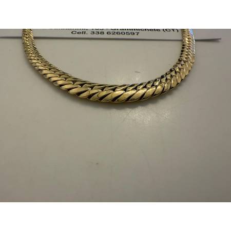 COLLANA ORO GIALLO 18 Karati 750% COLLIER Maglia Catena A SERPENTINA Girocollo