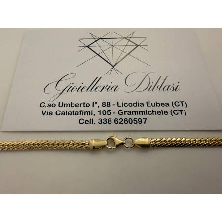 COLLANA ORO GIALLO 18 Karati 750% COLLIER Maglia Catena A SERPENTINA Girocollo