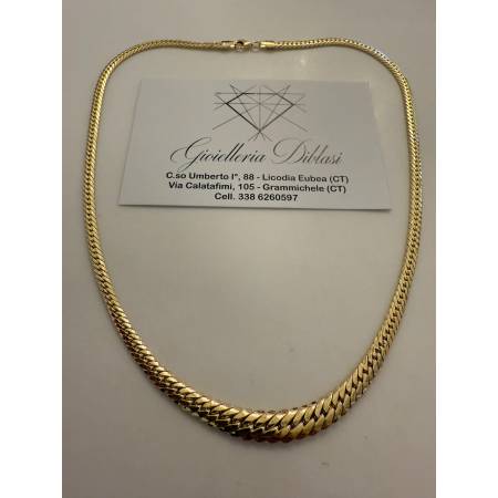 COLLANA ORO GIALLO 18 Karati 750% COLLIER Maglia Catena A SERPENTINA Girocollo