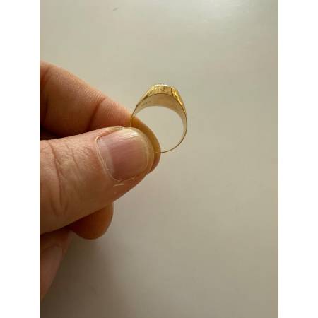 ANELLO Da Uomo In ORO 18 Karati 750% GIALLO Lucido Con Pietra ONICE NERA Ovale
