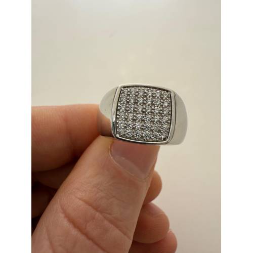 ANELLO Da Uomo Squadrato In ORO 18...