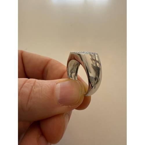 ANELLO Da Uomo Squadrato In ORO 18...