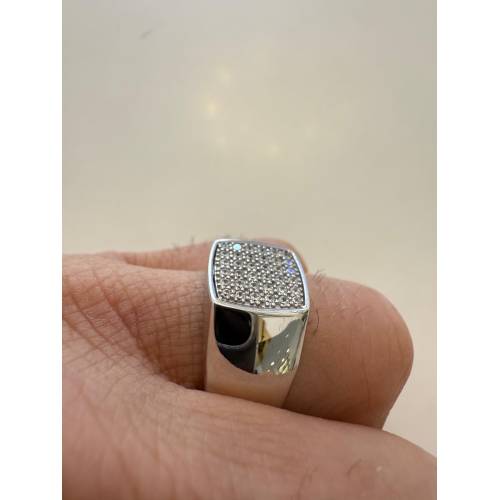 ANELLO Da Uomo Squadrato In ORO 18...