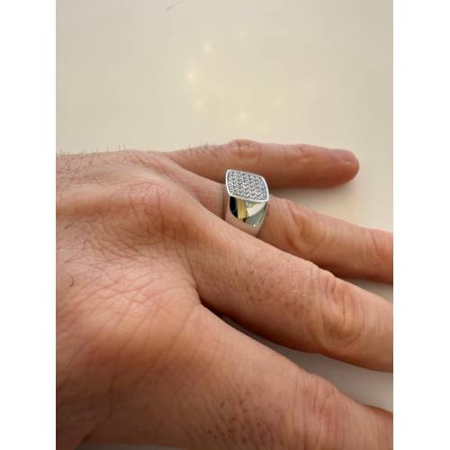 ANELLO Da Uomo Squadrato In ORO 18...