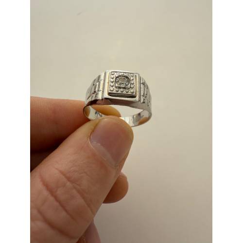 ANELLO Da Uomo Squadrato ORO BIANCO...