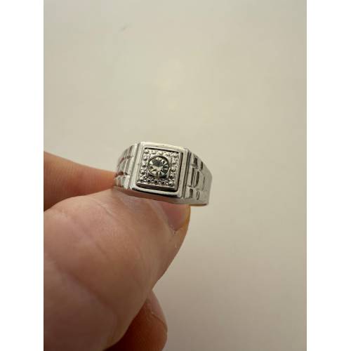 ANELLO Da Uomo Squadrato ORO BIANCO...