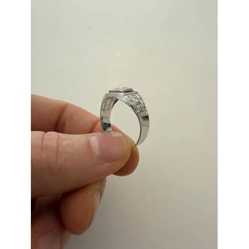 ANELLO Da Uomo Squadrato ORO BIANCO...