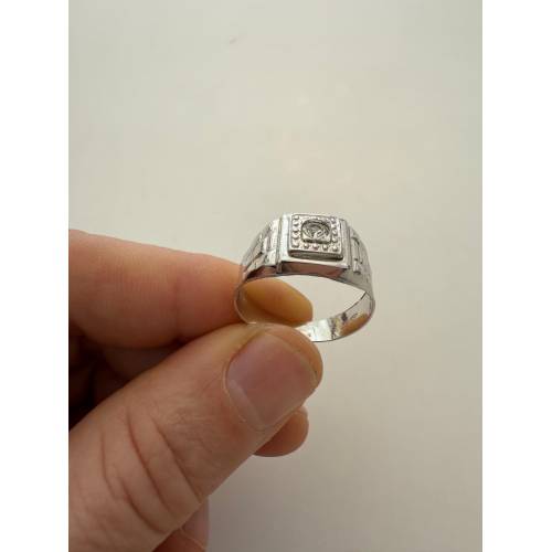 ANELLO Da Uomo Squadrato ORO BIANCO...