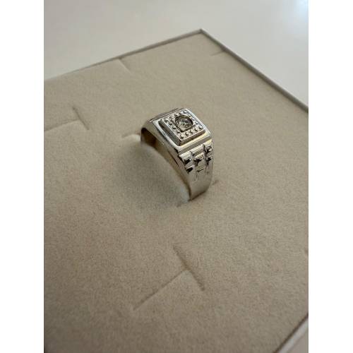 ANELLO Da Uomo Squadrato ORO BIANCO...