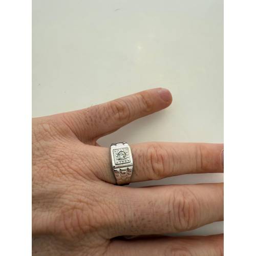 ANELLO Da Uomo Squadrato ORO BIANCO...