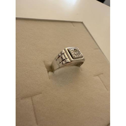 ANELLO Da Uomo Squadrato ORO BIANCO...