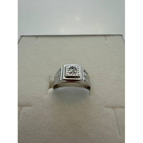 ANELLO Da Uomo Squadrato ORO BIANCO...