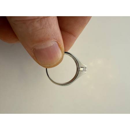 ANELLO Da Uomo Solitario In ORO BIANCO 18 Karati 750% Con Zircone Tondo Centrale