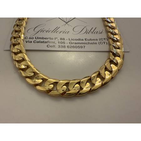 COLLANA ORO GIALLO 18 Karati 750%/1000 Collier Catena Grumetta Girocollo 60 cm