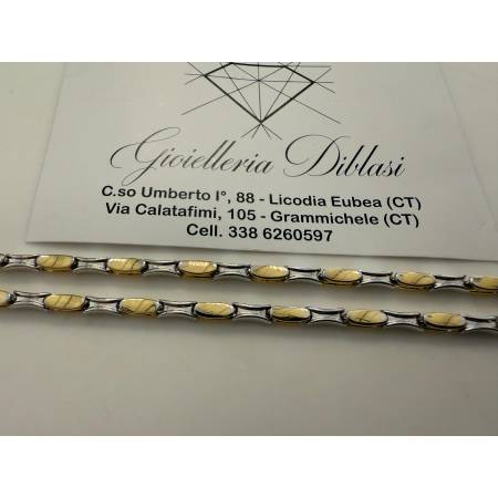 COLLANA Uomo Donna ORO 18 Carati 750% COLLIER Tubolare Giallo Bianco Girocollo