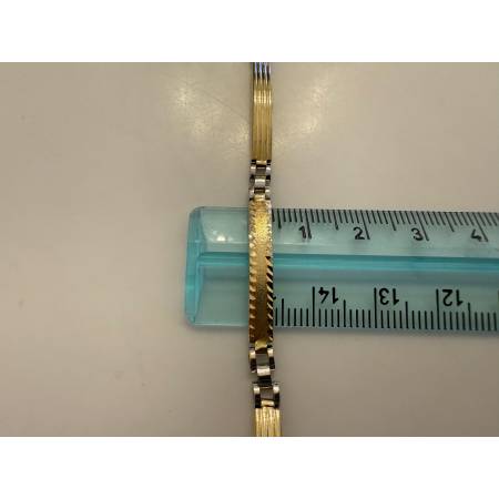 BRACCIALE Uomo In ORO 18 Karati 750% Bicolore GIALLO E BIANCO Modello Semirigido