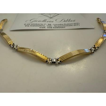 BRACCIALE Uomo In ORO 18 Karati 750% Bicolore GIALLO E BIANCO Modello Semirigido