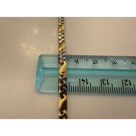 BRACCIALE In ORO 18 Karati 750% Uomo Donna Bicolore GIALLO BIANCO Maglia Catena