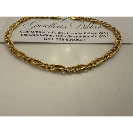 BRACCIALE Uomo Donna Unisex In ORO GIALLO 18 KARATI 750% Maglia Catena Alternata