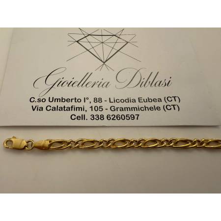 BRACCIALE Uomo Donna Unisex In ORO GIALLO 18 KARATI 750% Maglia Catena Alternata