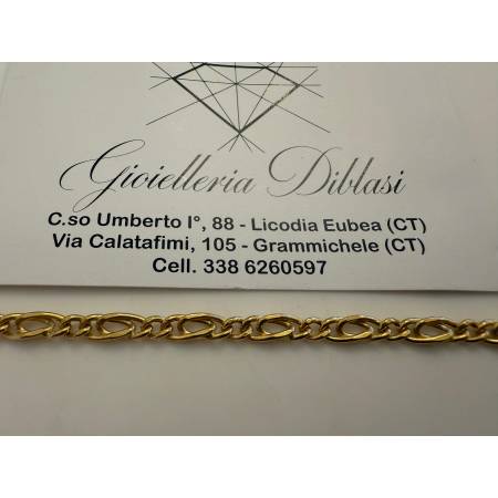 BRACCIALE Uomo Donna Unisex In ORO GIALLO 18 KARATI 750% Maglia Catena Alternata