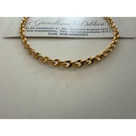 COLLANA Donna ORO GIALLO 18 Karati 750% Maglia Catena Modello FUNE BRILLANTINATA